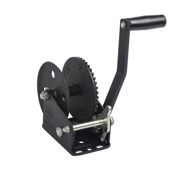 Draw-Tite BLACK TRAILER WINCH SINGLE SPEED 1500LB CAPACITY W/20FT STRAP 142226